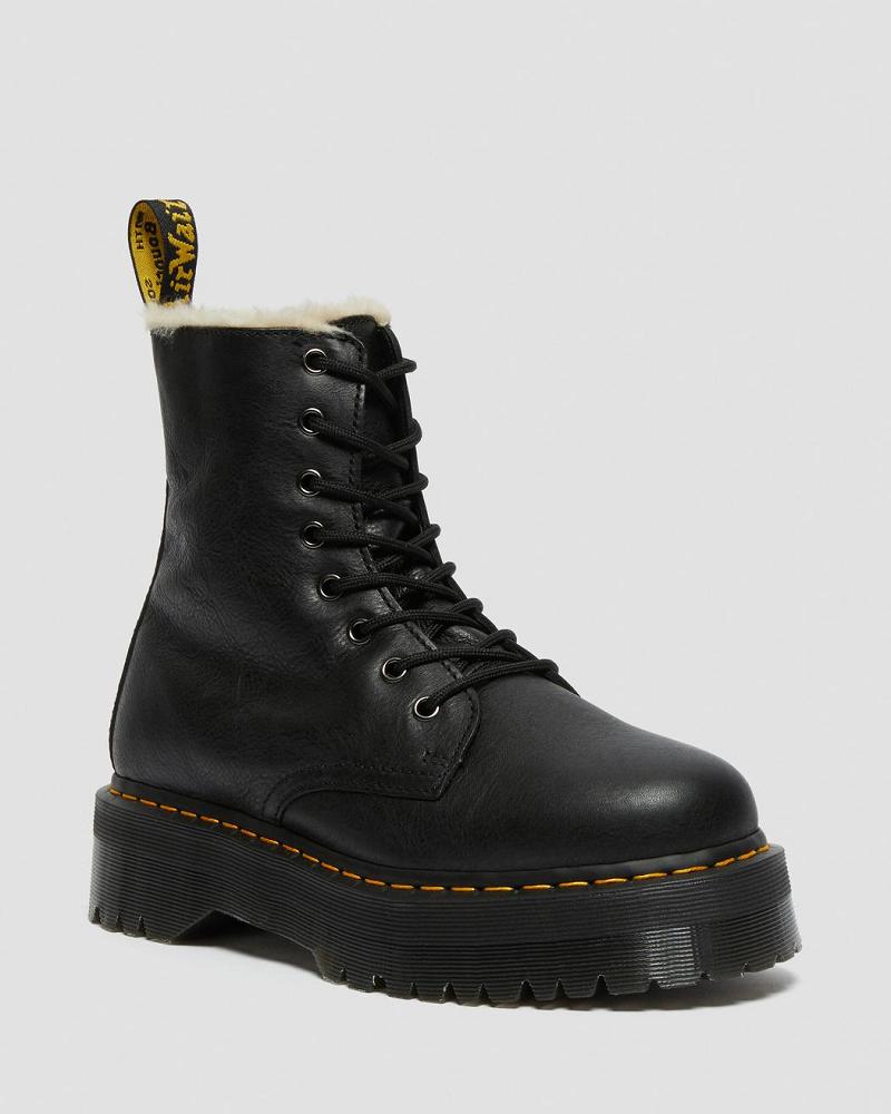 Botas Plataforma Dr Martens Jadon Cuero Faux Fur Forro Plataforma Hombre Negros | MX 257HAP